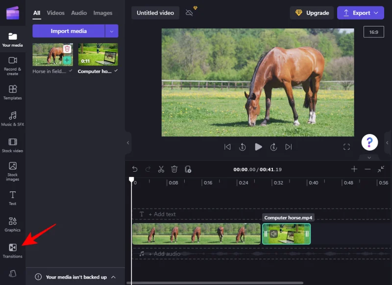 Jak přidat přechody v Clipchamp