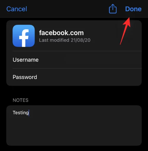 Jegyzetek hozzáadása a mentett jelszavakhoz iPhone-on