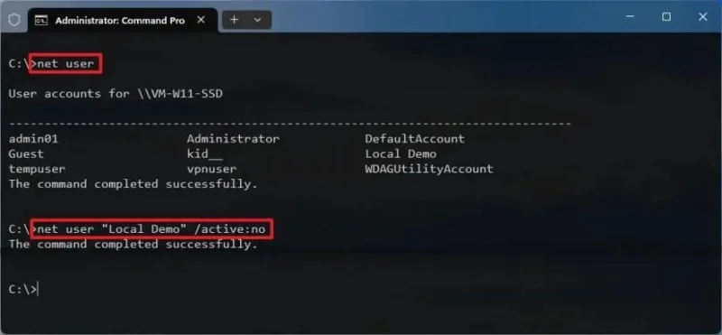 Як відключити обліковий запис користувача в Windows 11