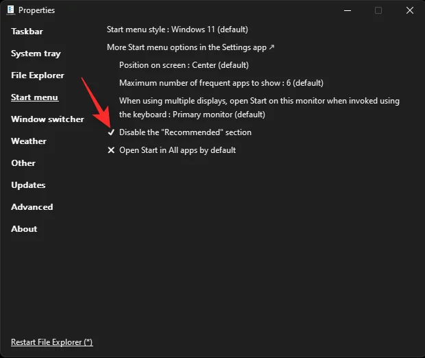 Az ajánlott eltávolítása a Windows 11 Start menüjéből