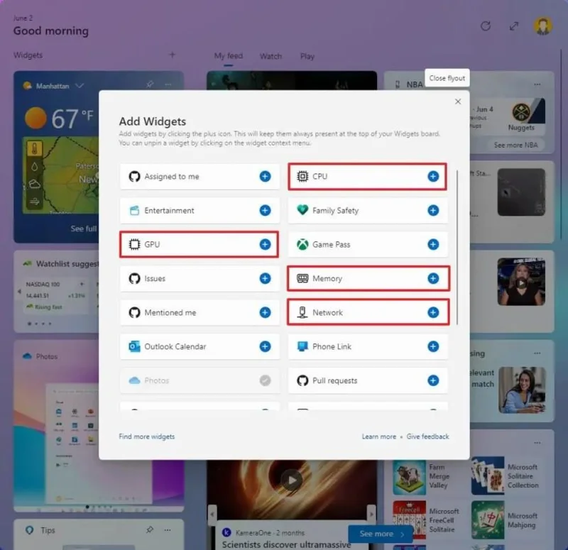 Як додати віджети CPU, GPU, RAM у Windows 11