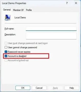 Як відключити обліковий запис користувача в Windows 11