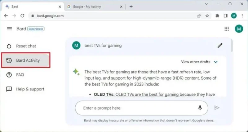 Kuinka tyhjentää Google Bard AI -toimintahistoria