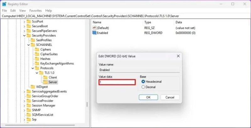 Як увімкнути TLS 1.0 і 1.1 у Windows 11