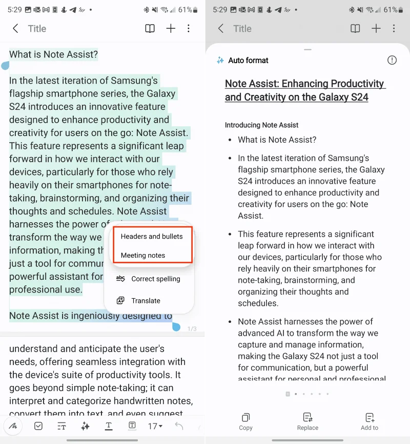 Jak používat Note Assist na Galaxy S24