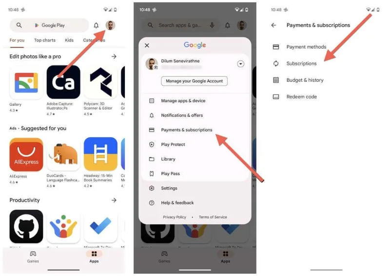 Как да поставите на пауза или да отмените абонаменти в Google Play