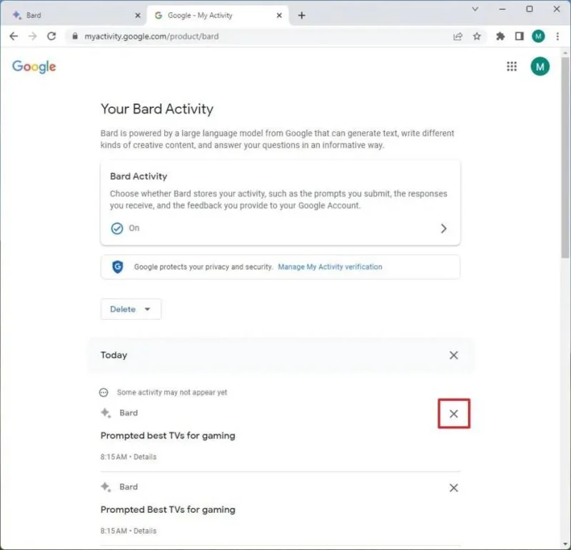 Kuinka tyhjentää Google Bard AI -toimintahistoria