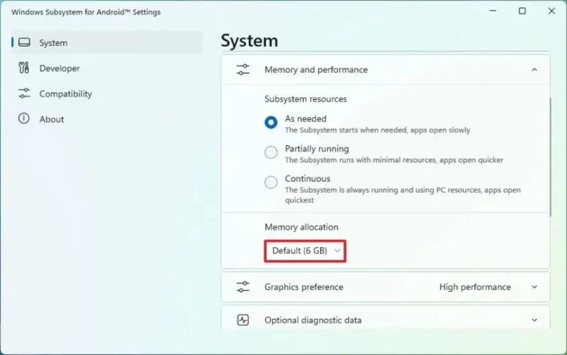 Як змінити розподіл пам’яті для WSA у Windows 11