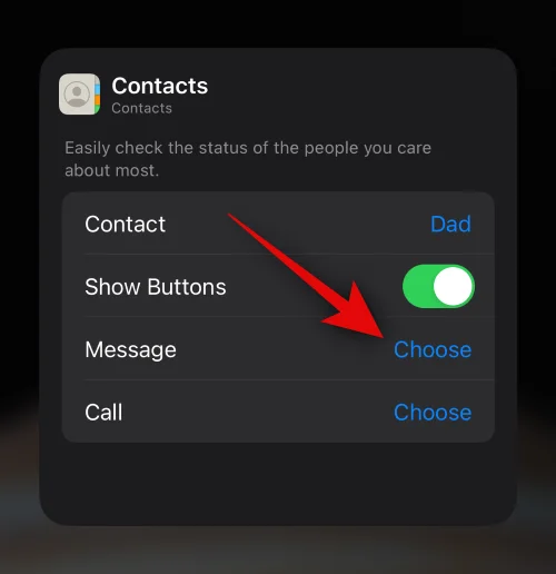 A hívás és üzenet gomb engedélyezése és használata egy kapcsolati widgethez iOS 17 rendszeren