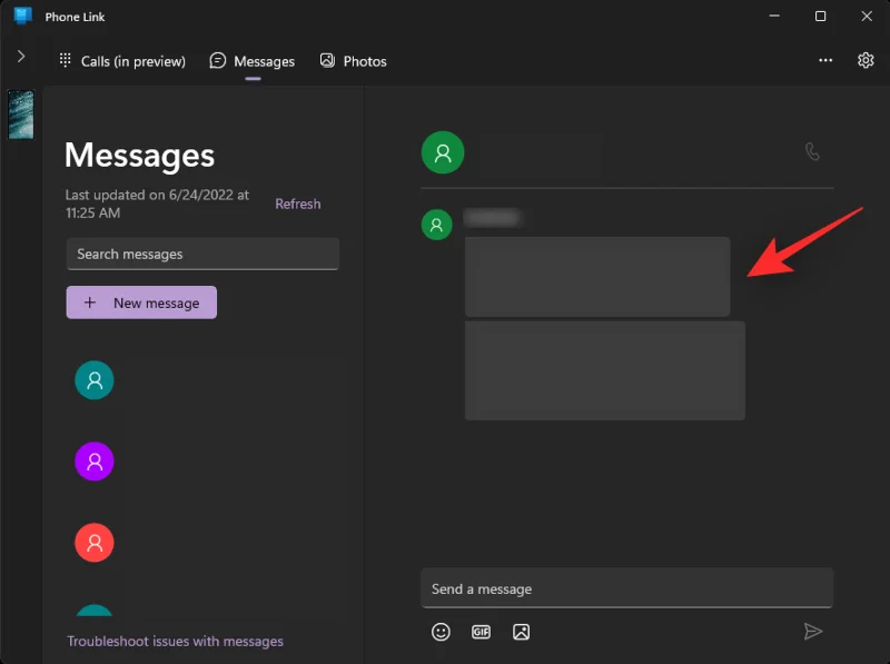 Як шукати повідомлення в додатку Phone Link у Windows 11