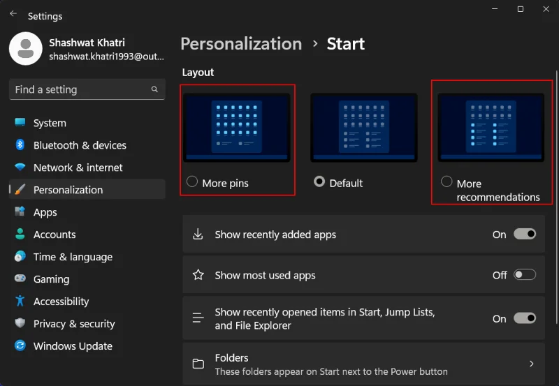 Як змінити макет меню «Пуск» у Windows 11