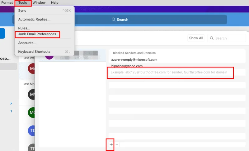 Outlook 365: Blokování emailových adres a domén