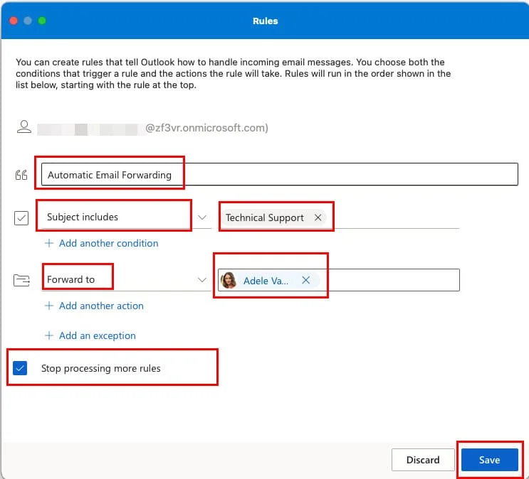 Automatické přeposílání e-mailů v Outlook 365