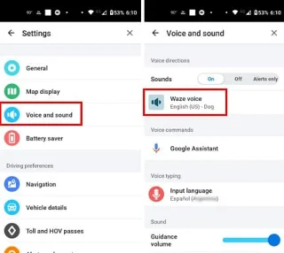 Äänenasetusten muuttaminen Waze-sovelluksessa