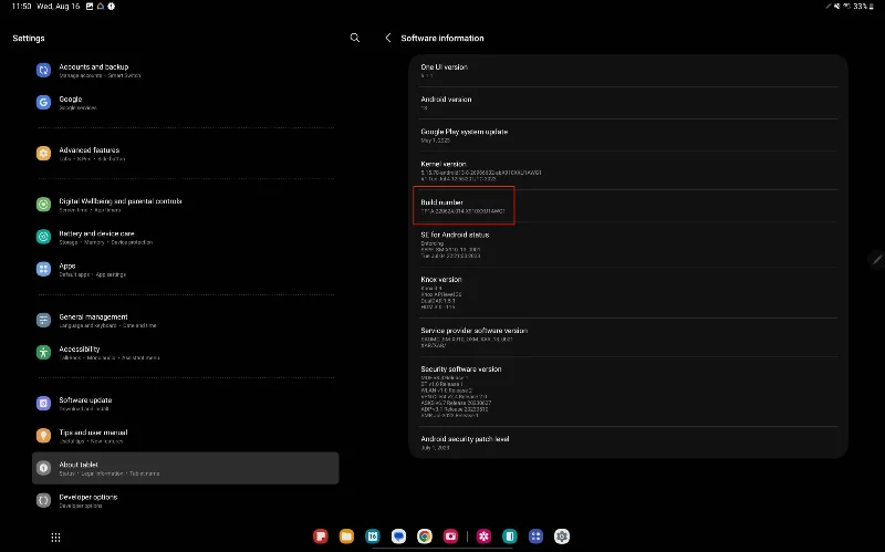 Galaxy Tab S9: Omogočanje USB razhroščevanja