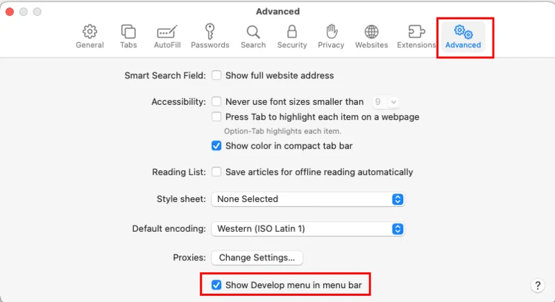 MacOS: Įjungti Web Inspektorių Safari