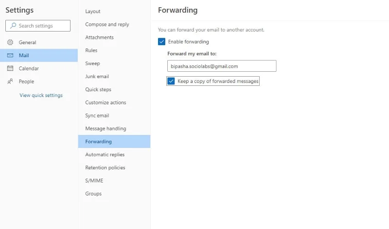 Automatické přeposílání e-mailů v Outlook 365