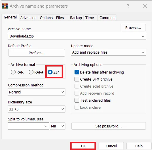 Kaip konvertuoti RAR failą į ZIP sistemoje Windows