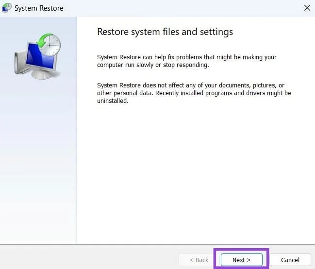 Кроки для відновлення системи у Windows 11