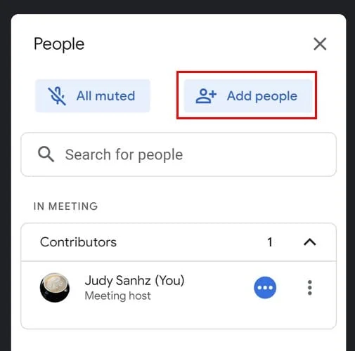 Začátek relace Google Meet z Gmailu