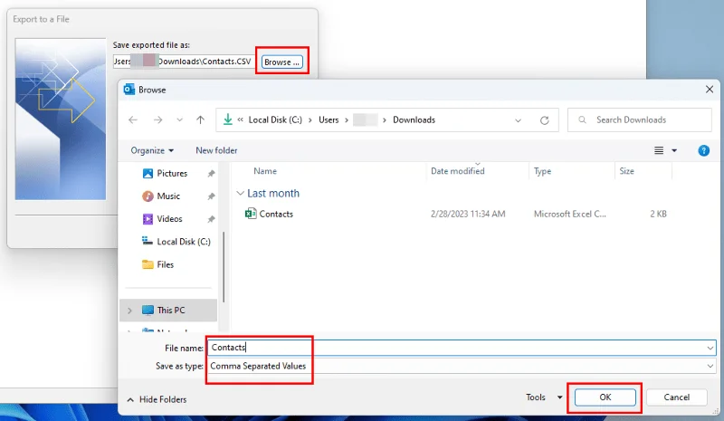 Importovat kontakty Outlooku do Windows Live Mail