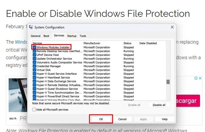 Увімкнення або вимкнення захисту файлів Windows