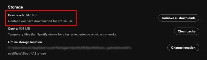 Zkontrolujte, kolik místa zabírají písně Spotify