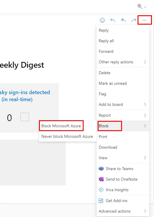 Outlook 365: Blokování emailových adres a domén
