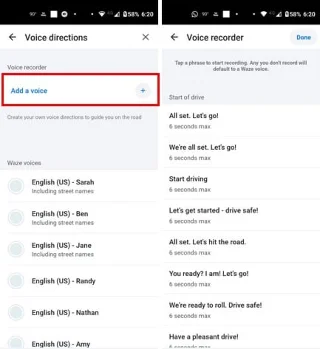 Sprememba nastavitev glasu za aplikacijo Waze