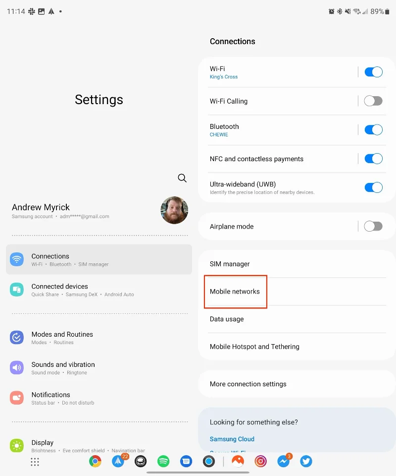 Kaip išjungti 5G Galaxy Z Fold 5