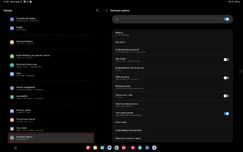 Galaxy Tab S9: Omogočanje USB razhroščevanja Galaxy Tab S9: Omogočanje USB razhroščevanja