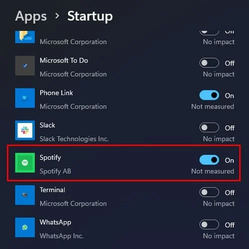 Spotify: Deaktivace automatického spuštění