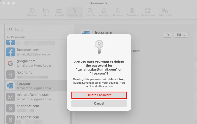 Safari: Ištrinti slapukus, istoriją, slaptažodžius ir kt.