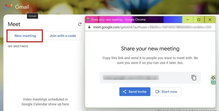 Google Meet ülés indítása Gmailből