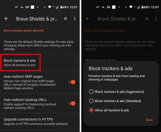 Brave za Android: Kako konfigurirati nastavitve blokiranja oglasov