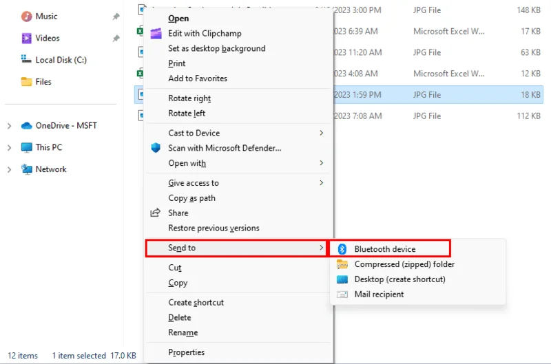 Přenášení souborů mezi Androidem a Windows 11 přes Bluetooth