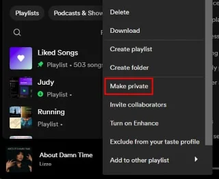 Išjunkite klausymosi veiklą „Spotify“