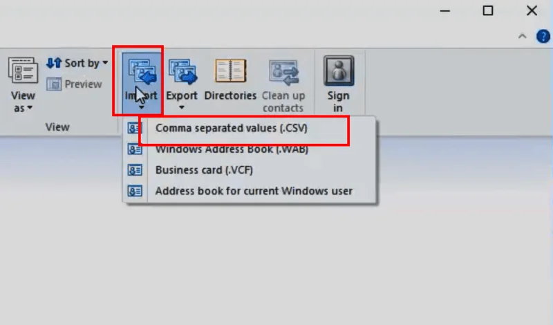 Importovat kontakty Outlooku do Windows Live Mail