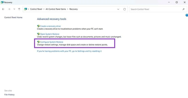 Кроки для відновлення системи у Windows 11