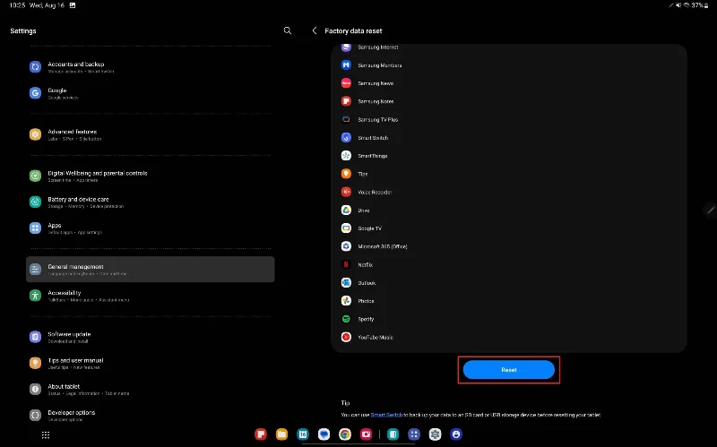 Samsung Galaxy Tab S9: Як виконати м'яке/апаратне скидання налаштувань