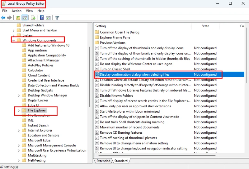 Windows 11: A “Biztosan át akarja mozgatni ezt a fájlt a Lomtárba?” párbeszédpanel letiltása