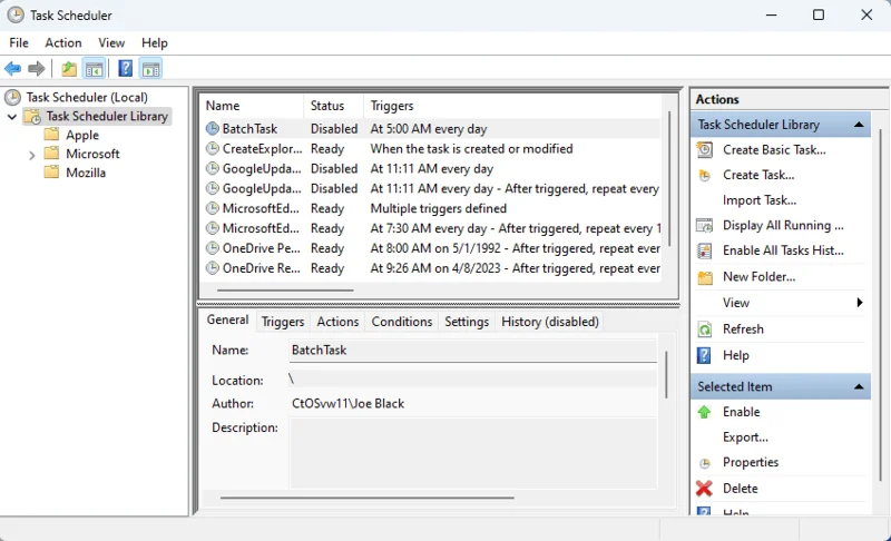 Vytváření naplánované úlohy ve Windows 11