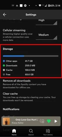 Zkontrolujte, kolik místa zabírají písně Spotify