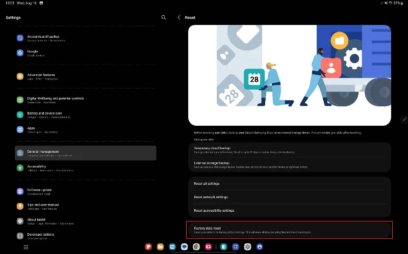 Samsung Galaxy Tab S9: Як виконати м'яке/апаратне скидання налаштувань