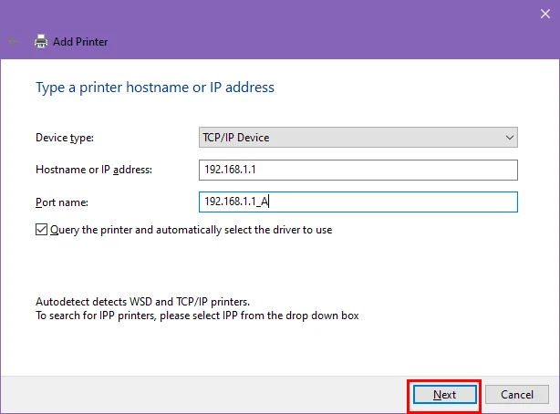 Nyomtató telepítése Windows 11 alatt IP-címmel