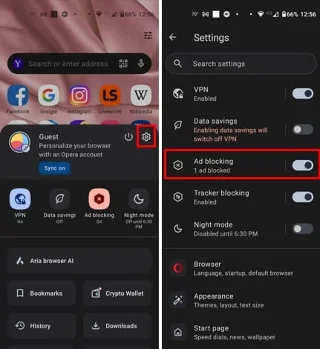 Opera za Android: Kako konfigurirati blokator oglasov