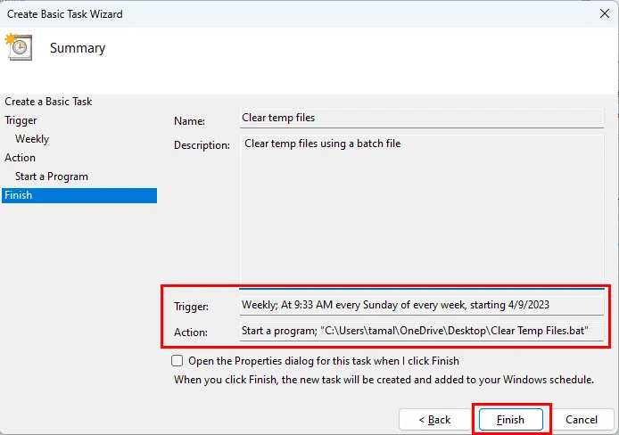 Vytváření naplánované úlohy ve Windows 11
