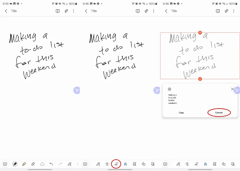 Kaip konvertuoti rašytinį tekstą į skaitmeninį naudojant Samsung Notes