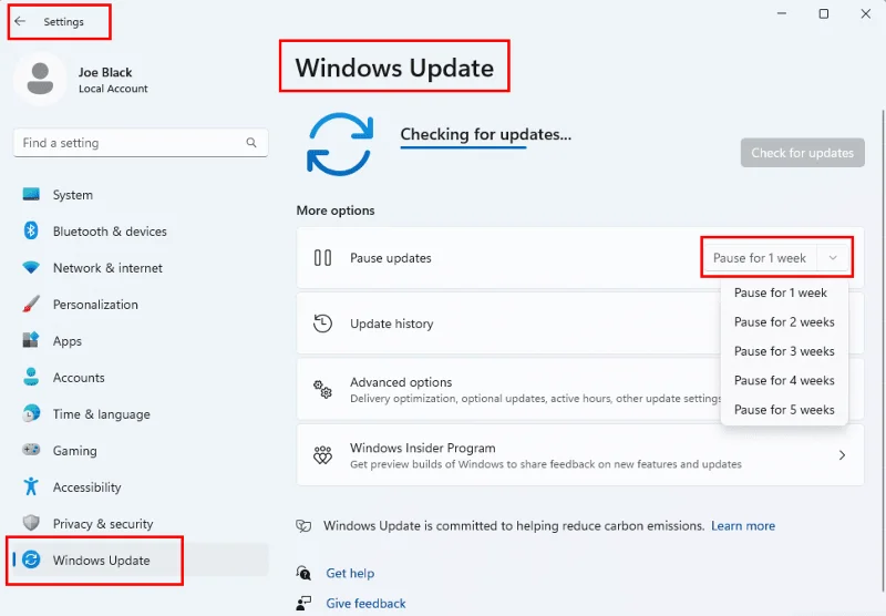 Slik stopper du Windows 11 oppdateringer som pågår