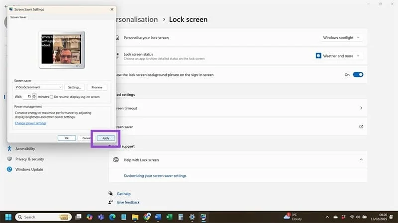 Як встановити відео як заставку у Windows 11